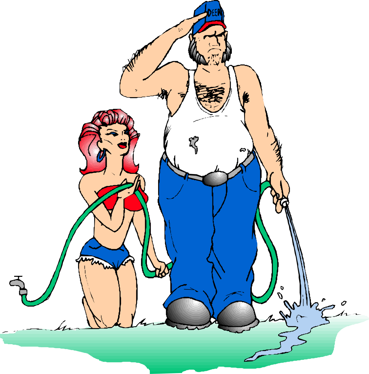 Handwashing Hygiene Clipart: Man and Woman Cleansing Together