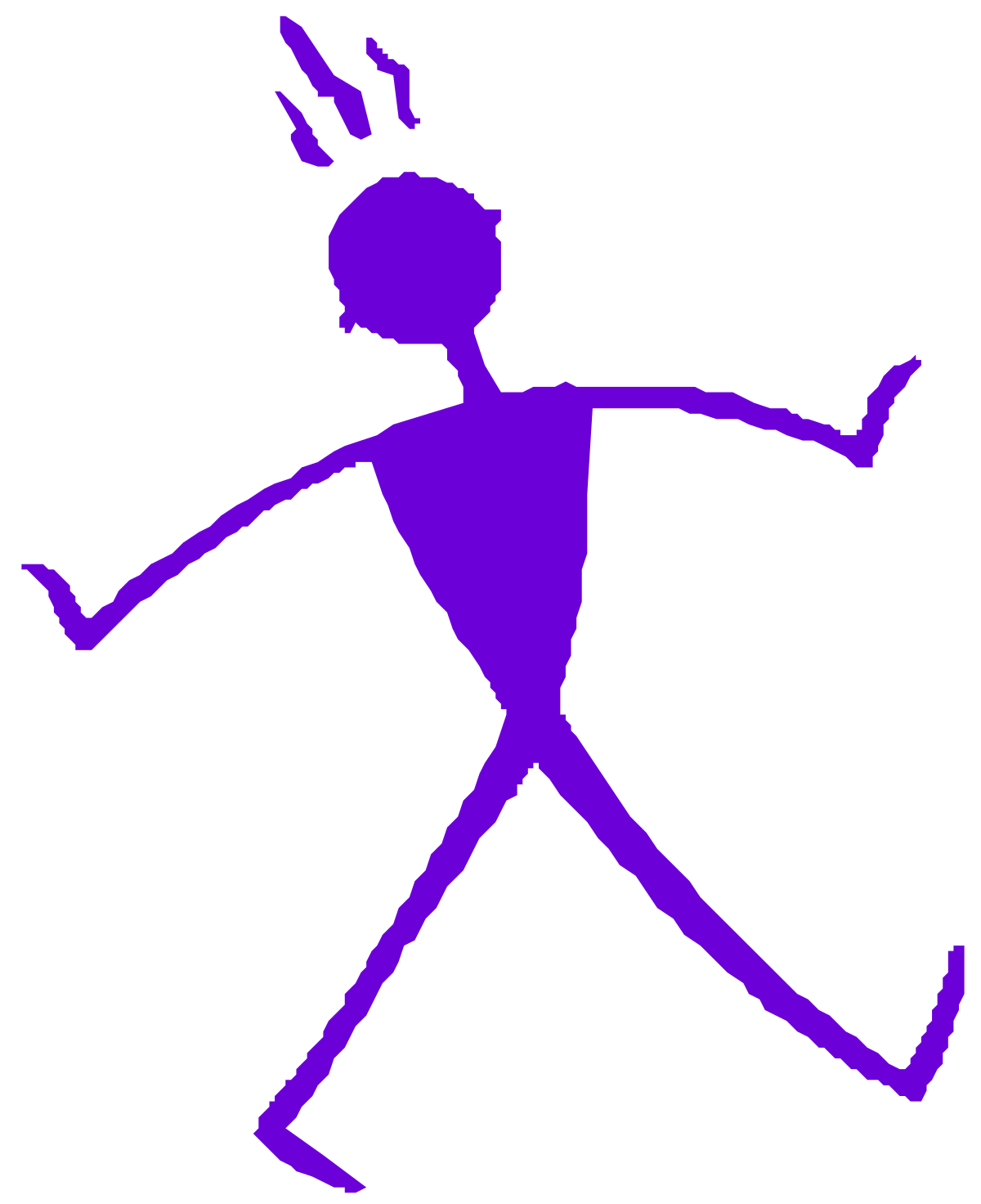 Purple Silhouette of a Running Person - Dynamic Clipart for Your Projects