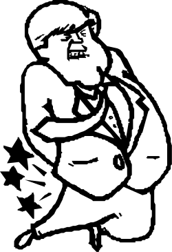 Black and White Clipart of a Man with a Cane