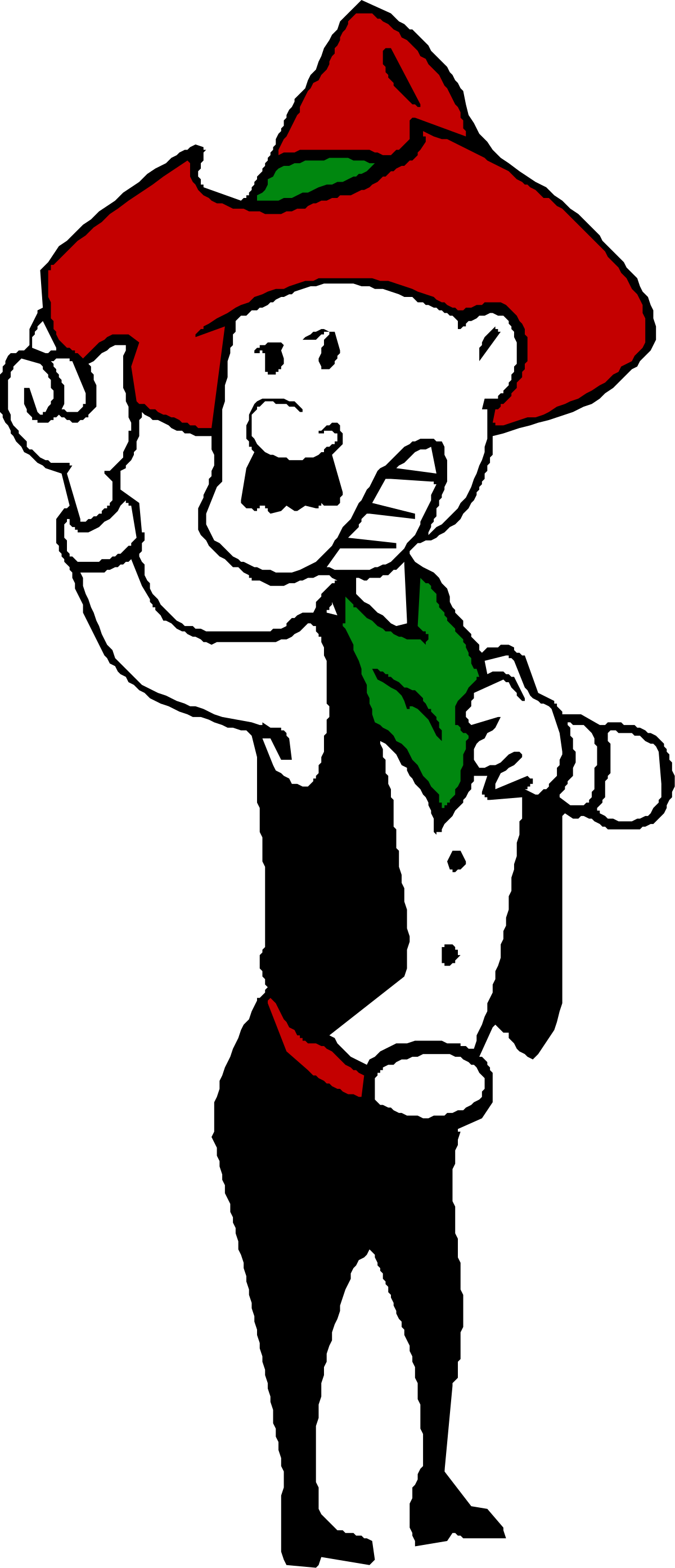 Cartoon Character with Green Tie and Red Hat - Fun Clipart Images