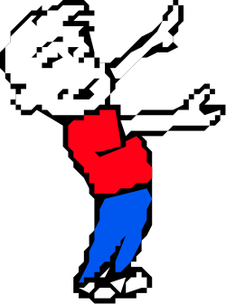 Red and Blue Figure with White Outline - Unique Clipart Design