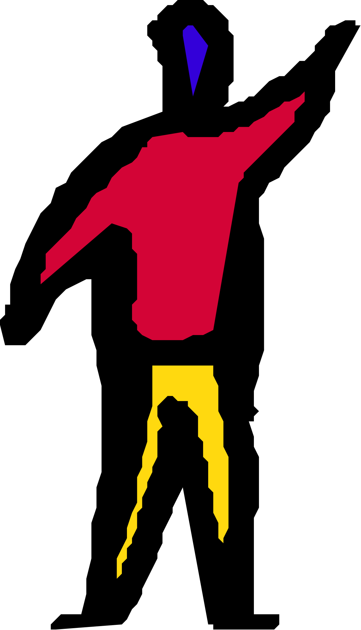 Man in Red Shirt Standing on Yellow Chair Clipart