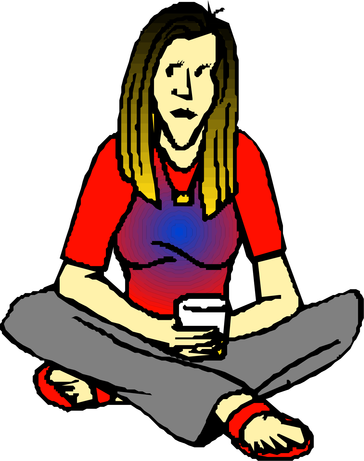 Woman Sitting on Floor with Coffee - Cozy Clipart