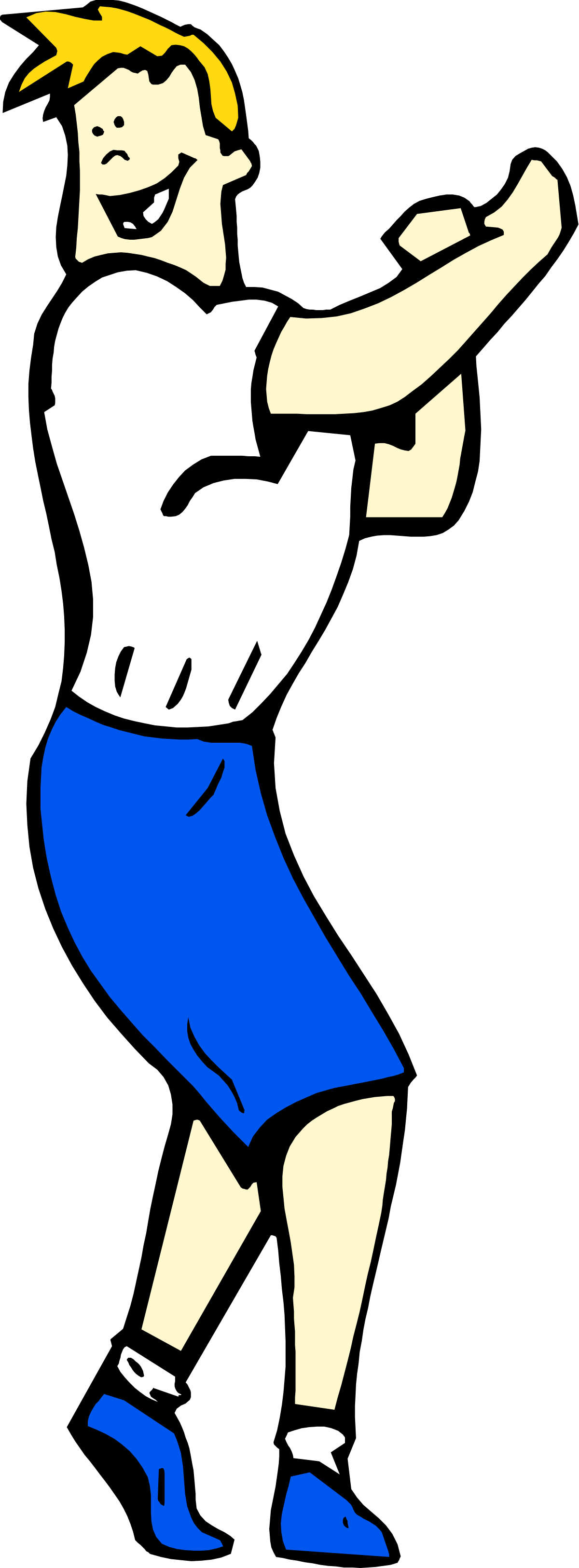 a cartoon figure of a man in blue shorts and a white shirt clip art png transparent Cartoon Figure of a Man in Blue Shorts and White Shirt Clipart