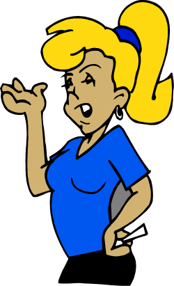 Woman in Blue Shirt with Yellow Hair Clip - Vibrant Clipart for Every Project