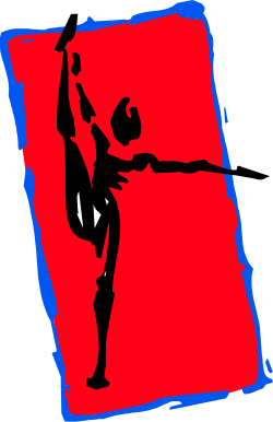 Trick Performer on Red and Blue Square Background