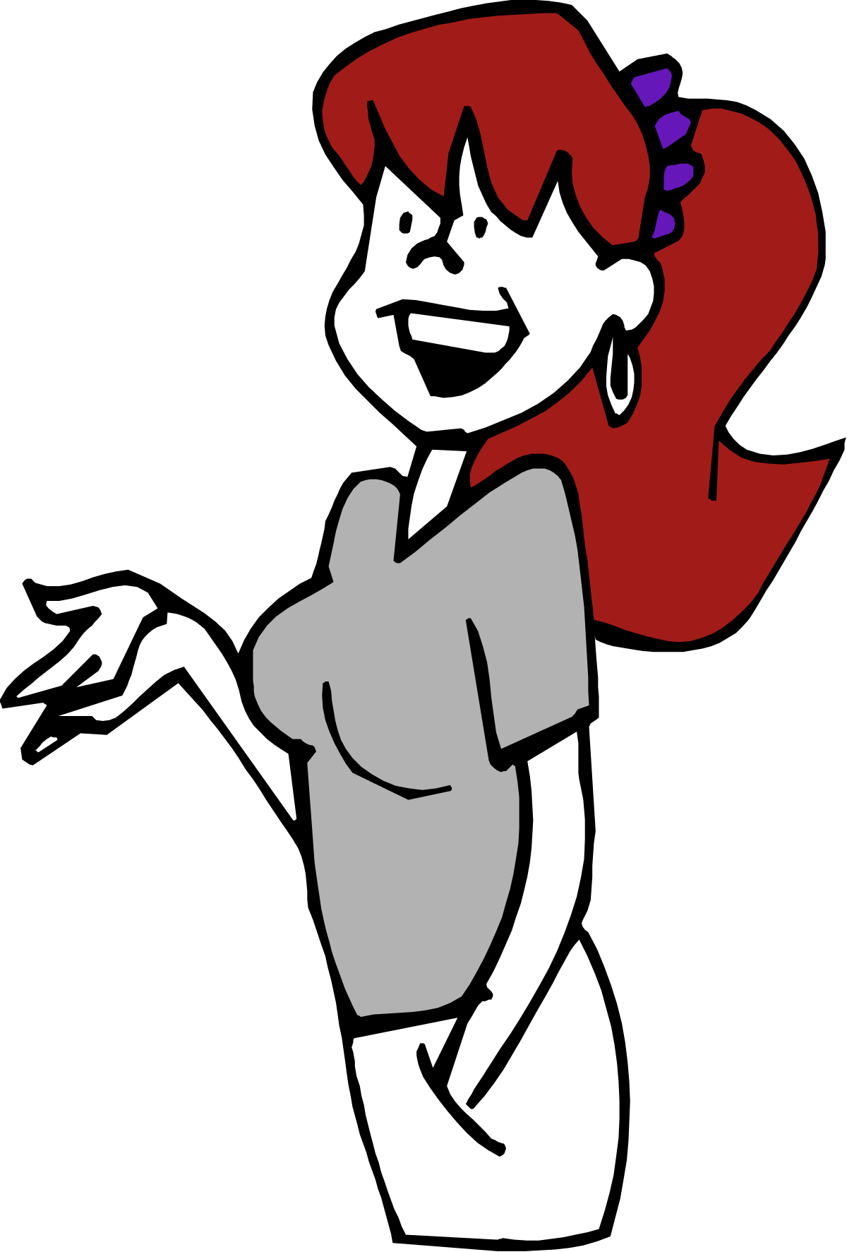Cartoon Character with Red Hair and Gray Shirt - Playful Clipart Collection