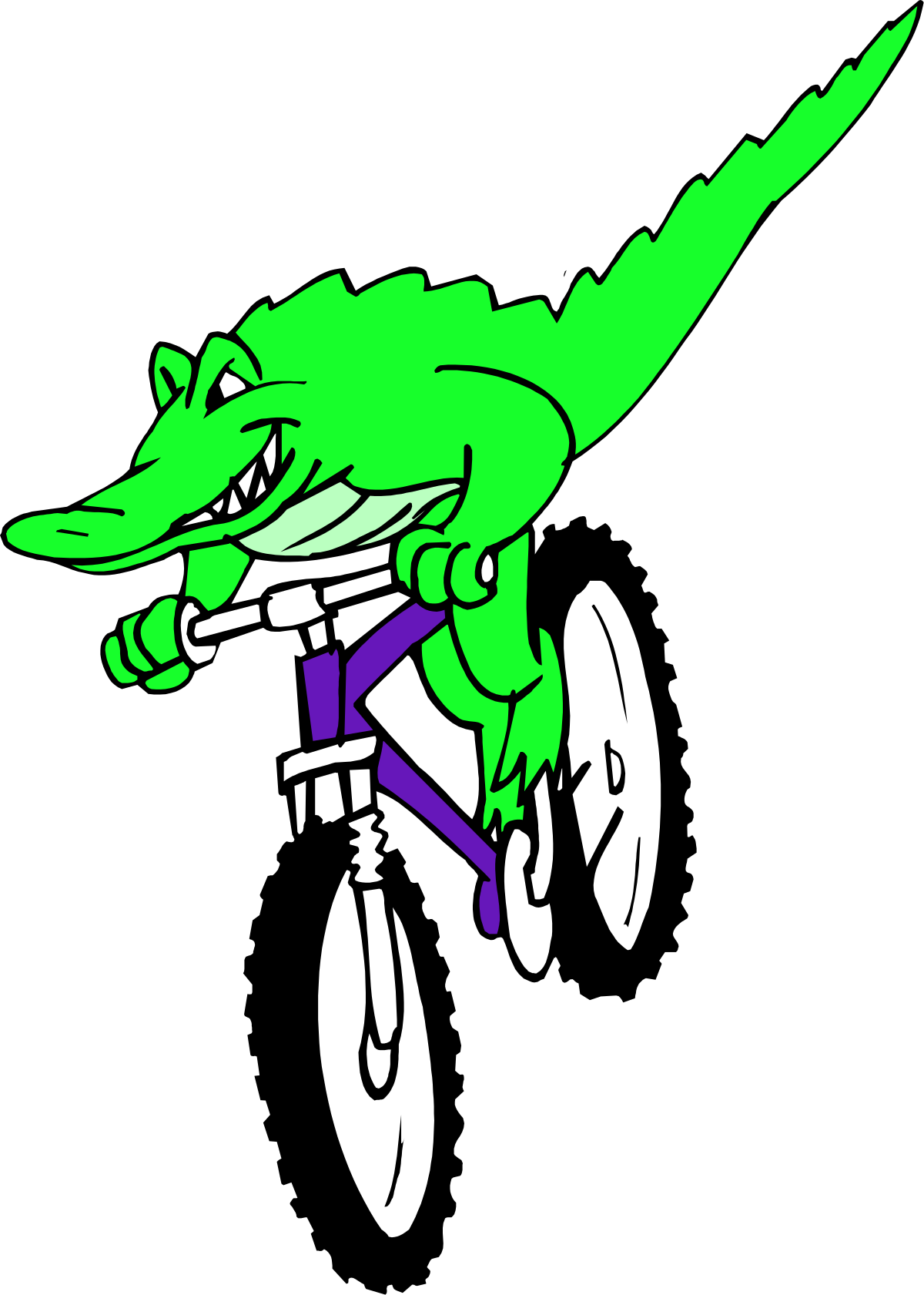 Cartoon Crocodile Riding a Bike Clipart - Fun and Playful Design