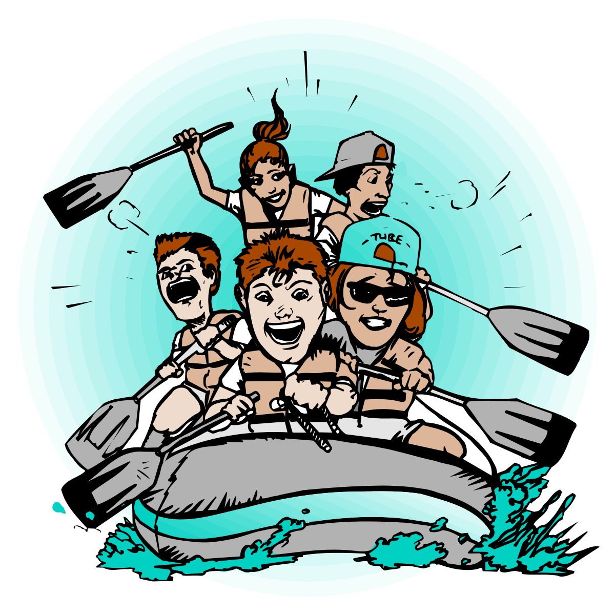 Rafting Adventure Clipart: Group of People in a Raft