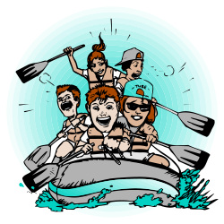 Rafting Adventure Clipart: Group of People in a Raft
