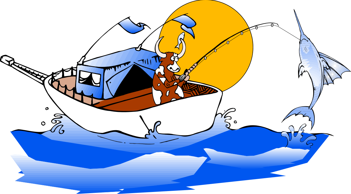 Man in Boat with Fish - Charming Clipart for Nature and Fishing Themes