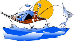 Man in Boat with Fish - Charming Clipart for Nature and Fishing Themes
