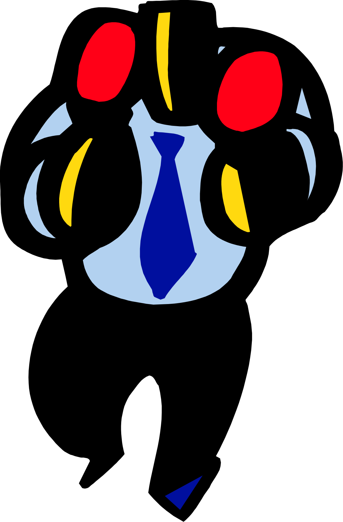 Blue Tie with Red and Yellow Circles - Stylish Clipart for Fashion and Events