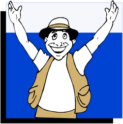 Cartoon Character with Flag in Background - Fun Clipart for All Uses