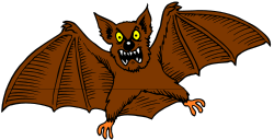 Bat with Yellow Eyes and Long Tail Clipart - Unique SVG Illustration