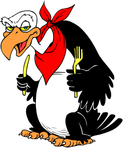 Cartoon Penguin with Fork and Knife - Perfect Clipart for Fun Designs