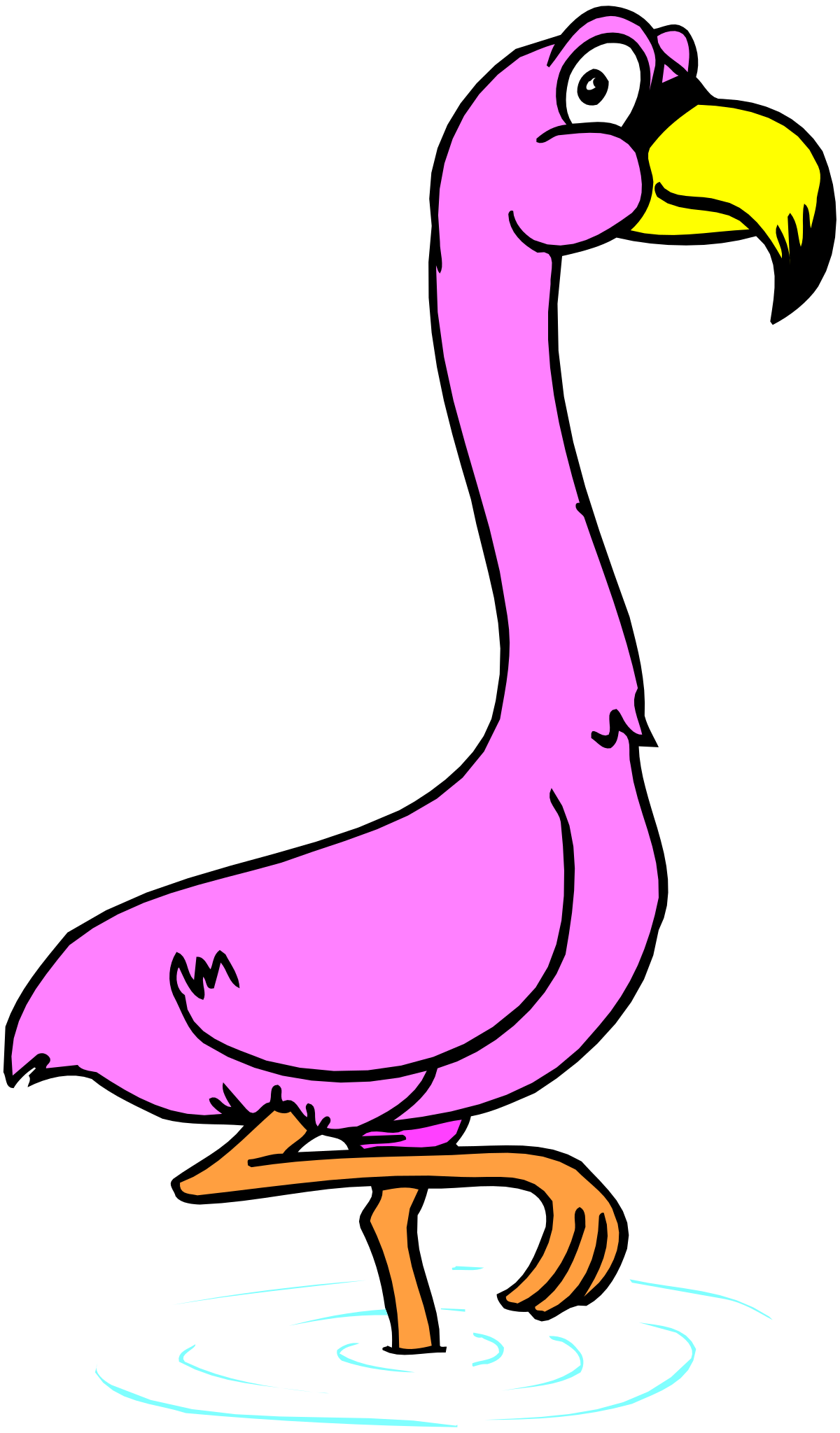 Pink Bird Standing in Water: A Vibrant Clipart Scene