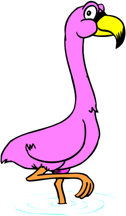 Pink Bird Standing in Water: A Vibrant Clipart Scene