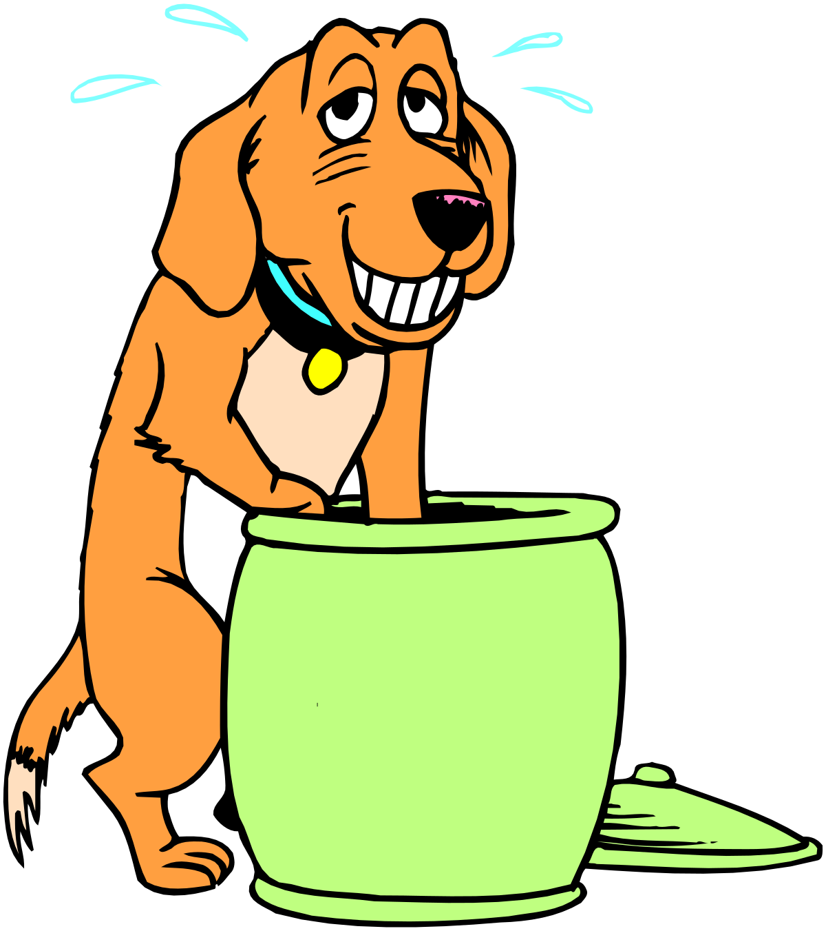 Dog Sitting in Bowl with Tongue Out - Playful Animal Clipart