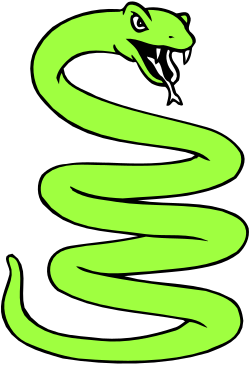 Green Snake on Black Background Clipart