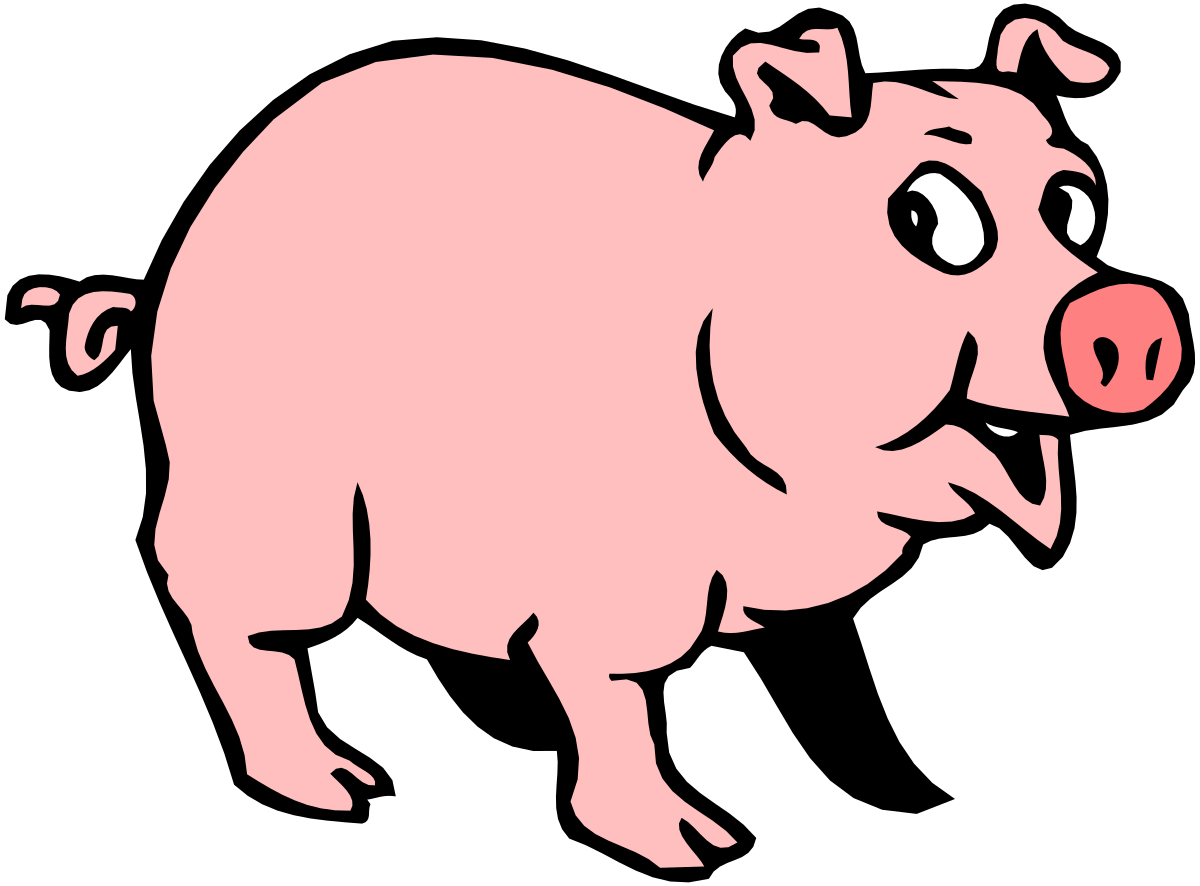 Pig Clipart with Big Nose - Playful Farm Animal Illustration