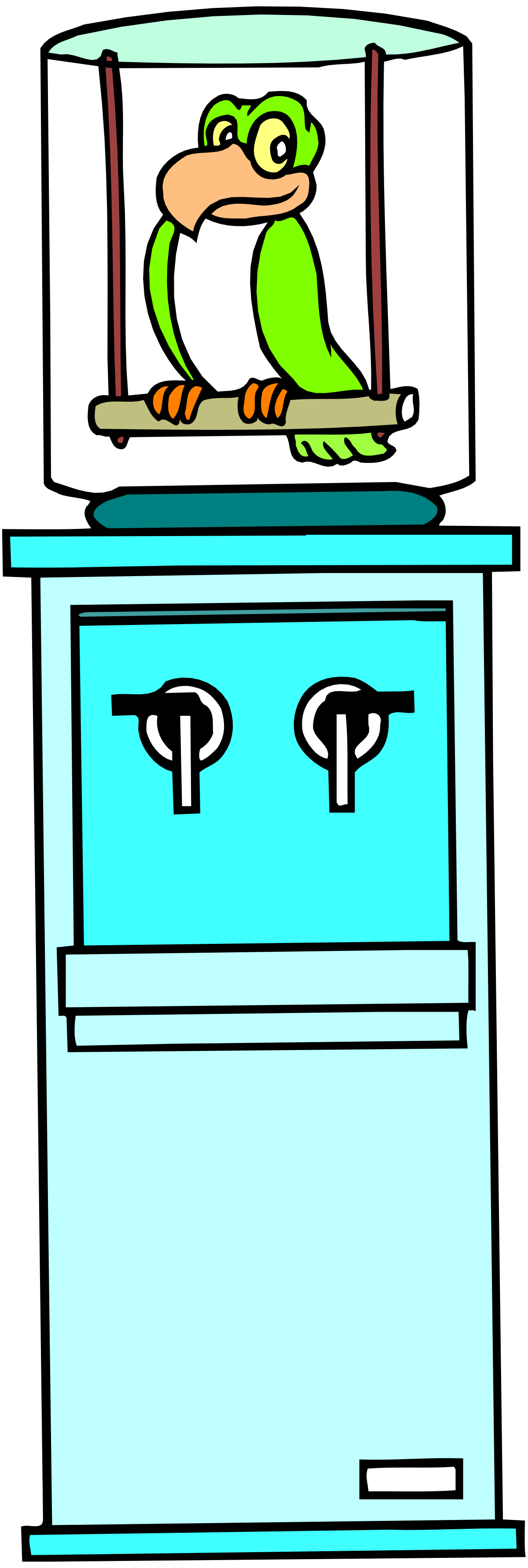 Green Parrot on a Stove - Vibrant Clipart for Your Projects