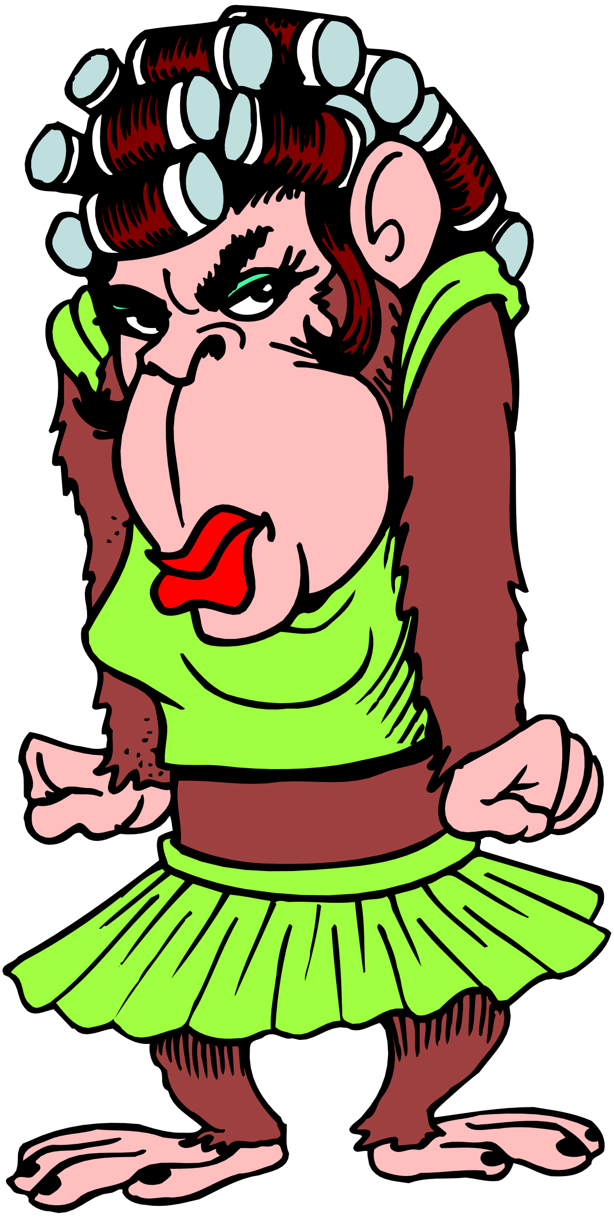 Cartoon Monkey in Green Dress Clipart for Creative Projects
