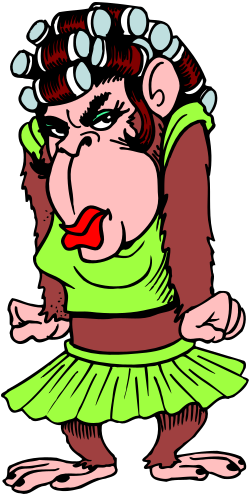 Cartoon Monkey in Green Dress Clipart for Creative Projects
