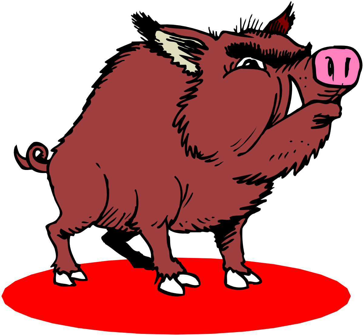 a cartoon pig standing on a red circle clip art png transparent Cartoon Pig on Red Circle Clipart - Playful and Fun Visuals
