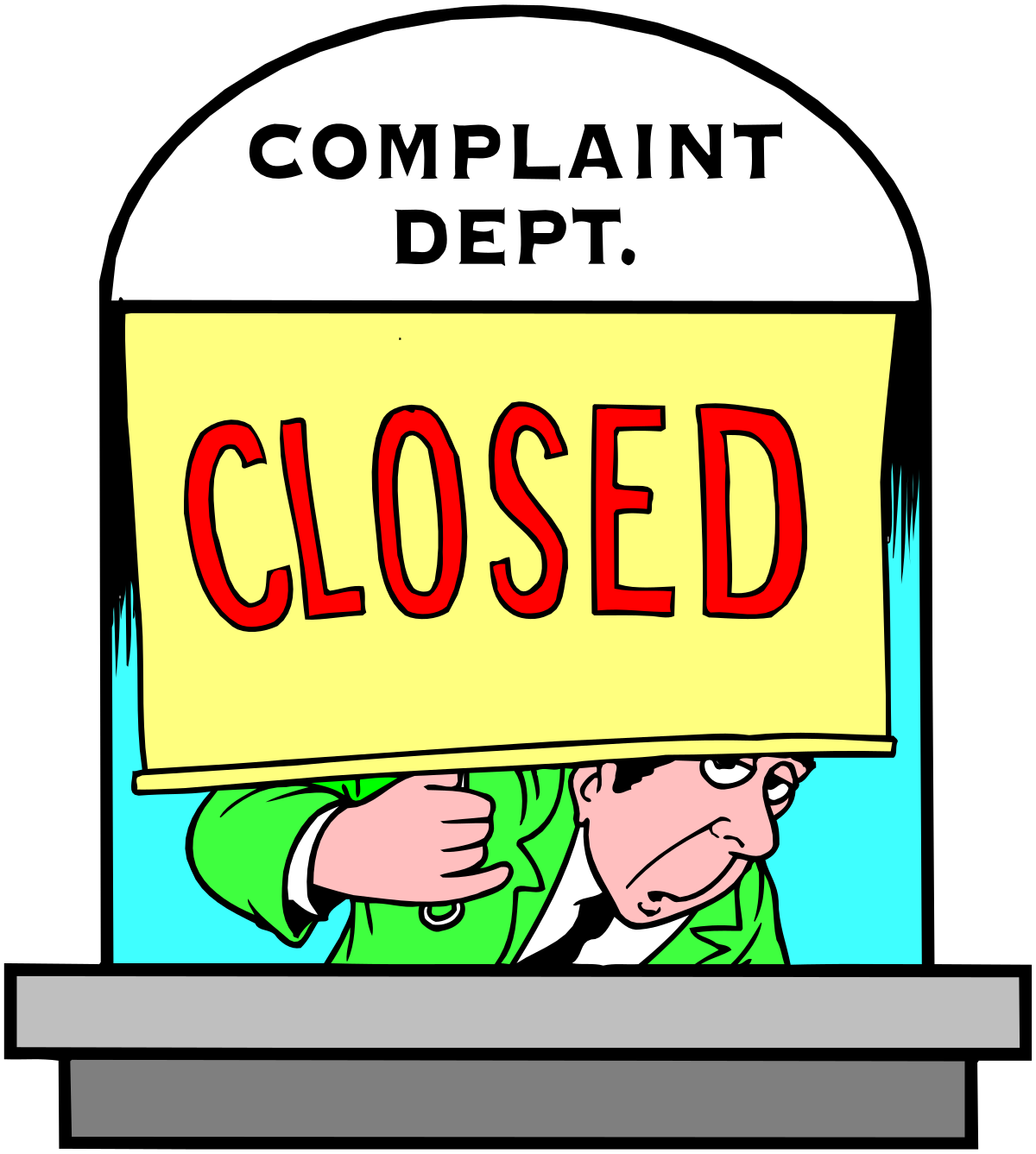 a man holding a sign that says, ' complaint closed ' clip art png transparent Complaint Closed Sign Clipart - Man Holding Symbolic Message