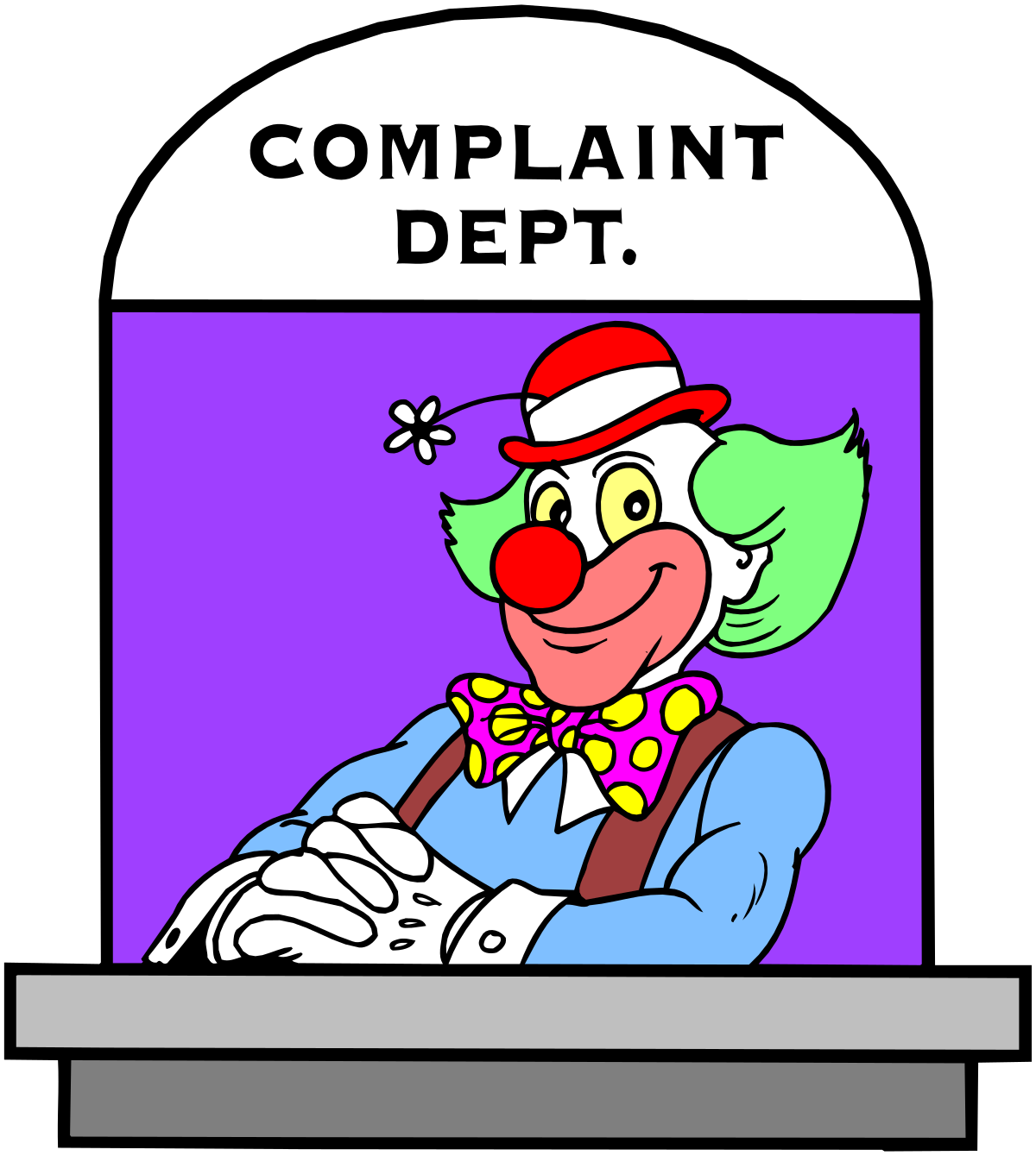 Clown with Hat and Tie Sitting at Table Clipart