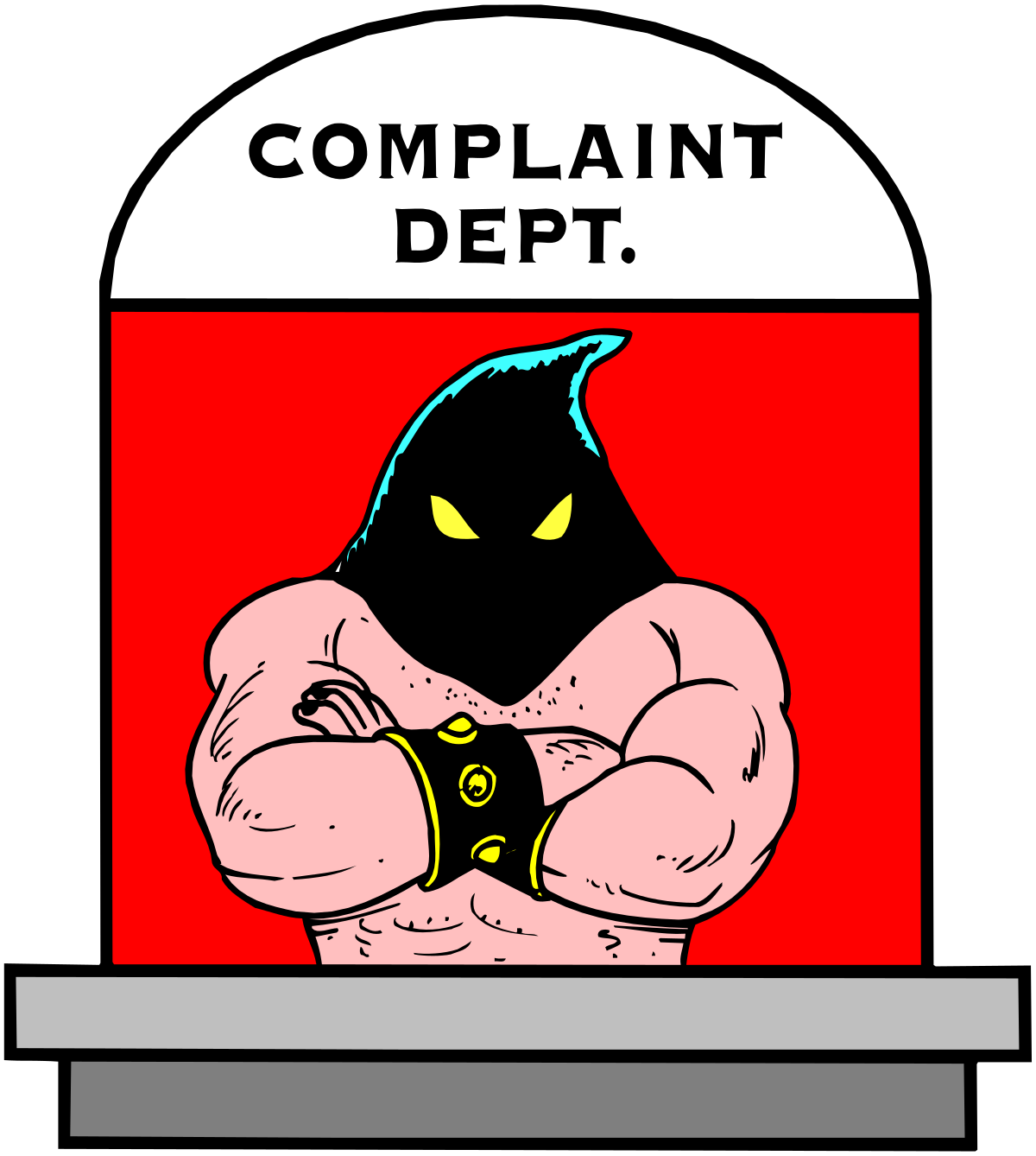 Cartoon Character with Red Background and Black & White Logo Clipart
