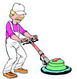 Lawn Mower Clipart: Man Mowing Green Grass