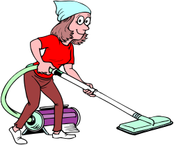 Vacuuming Woman Clipart - Dynamic Home Cleaning Scene