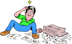 Man Sitting on Floor with Box Clipart - Ideal for Various Projects