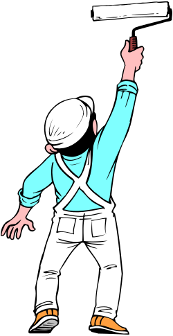 Man in Blue Shirt and White Pants Holding a Sign - Versatile Clipart
