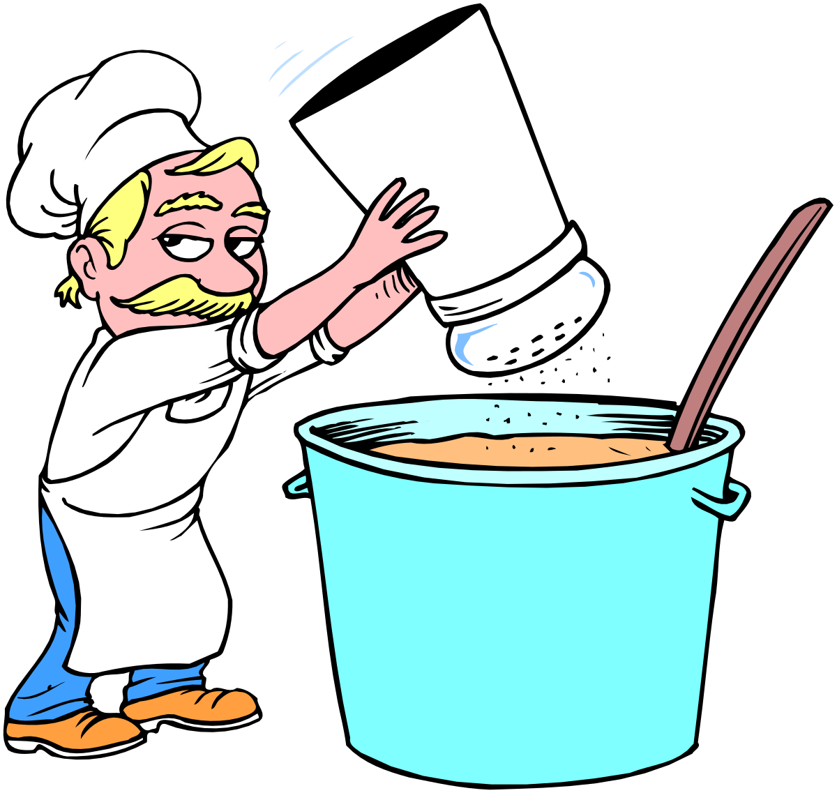 Cartoon Chef Pouring Soup - Whimsical Clipart for Culinary Creations