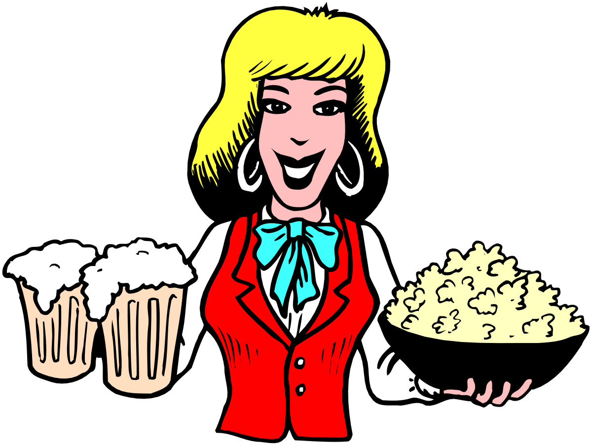 Woman Holding a Tray of Beer - Fun and Festive Clipart
