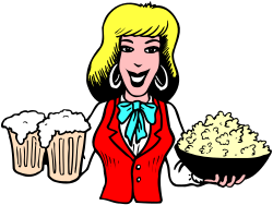 Woman Holding a Tray of Beer - Fun and Festive Clipart