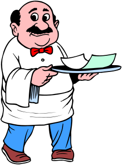 Cartoon Chef with Tray and Paper Clipart