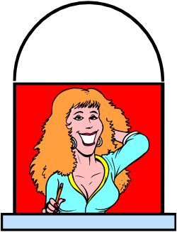 Woman with Pen on Red Background Clipart