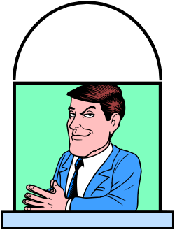 Businessman in Suit Sitting at Table Clipart for Corporate Needs