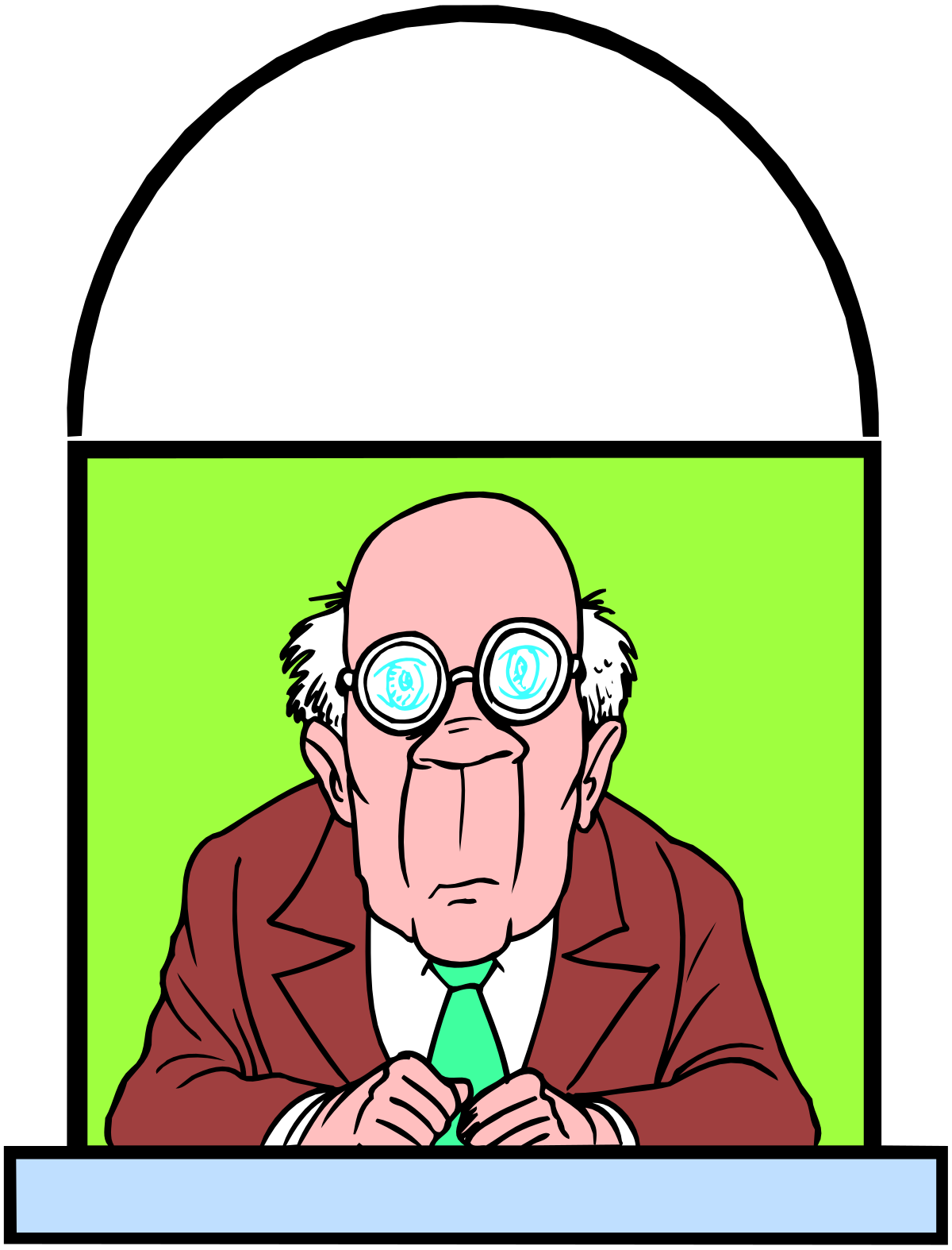 Old Man with Glasses and Green Shirt Clipart for Creative Projects