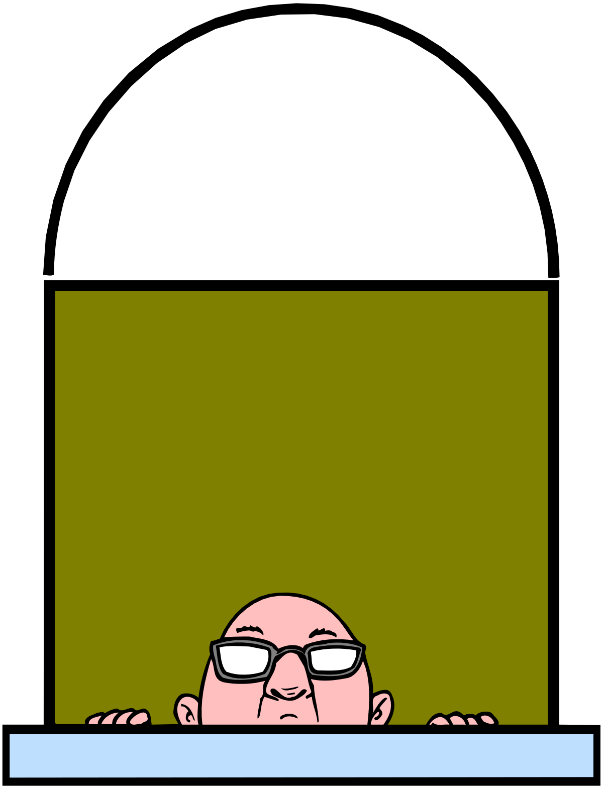 Man with Glasses Looking Out of Window - Engaging Clipart for Your Projects