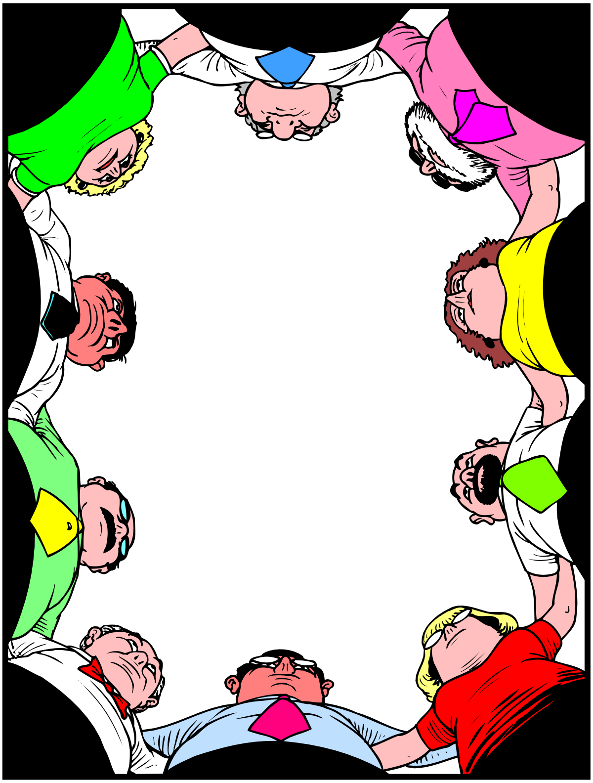 Community Unity: Group of People Holding Hands in a Circle Clipart