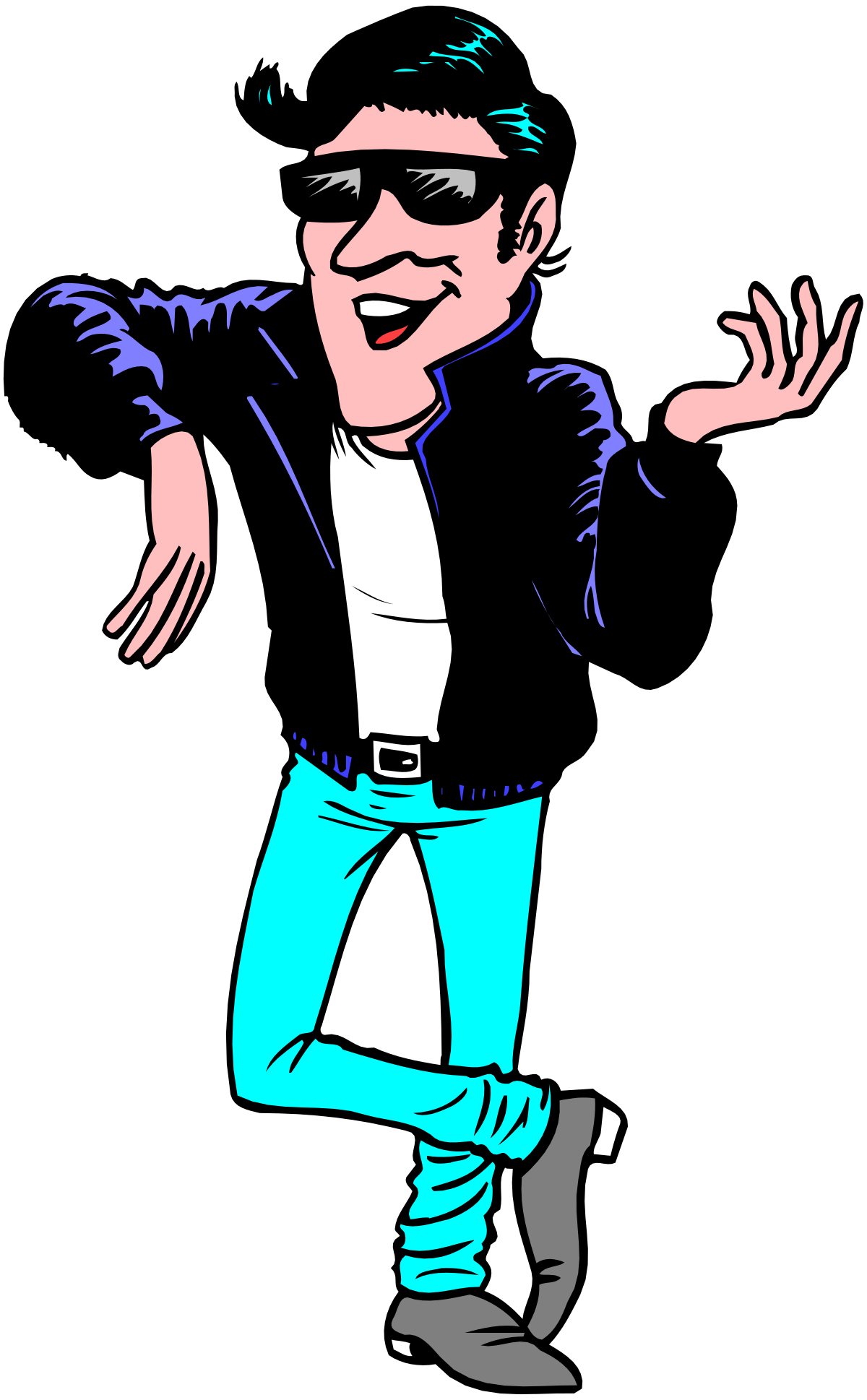 Cartoon Character in Blue Pants and White Shirt Clipart