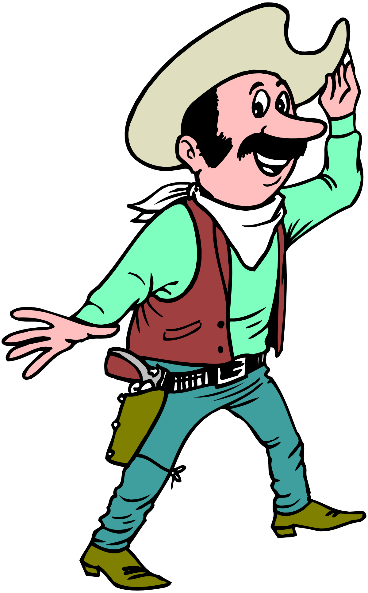 Cartoon Cowboy with Hat and Lasso Clipart - Fun Western Illustration