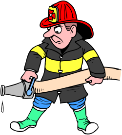 Firefighter Clipart: Heroic Figure with Hose and Helmet