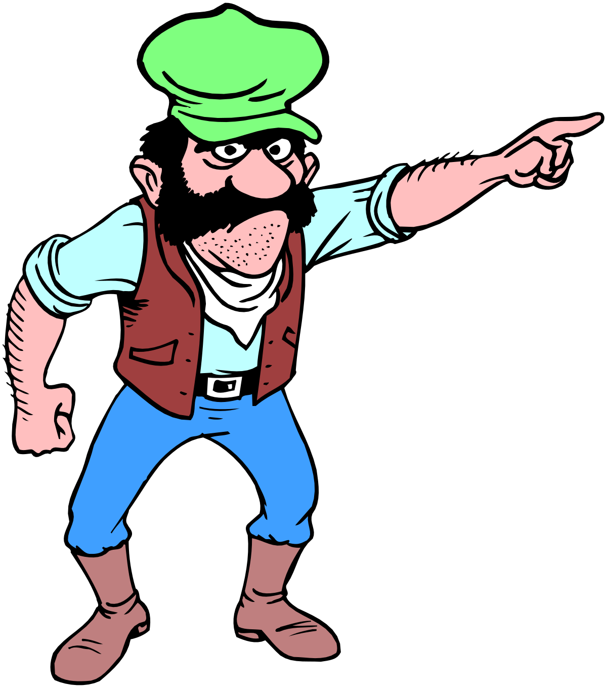 a man in a hat and vest pointing at something clip art png transparent Man in Hat and Vest Pointing Clipart - Perfect for Presentations