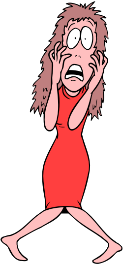 Screaming Woman in Red Dress Clipart - Vivid Emotions in Design
